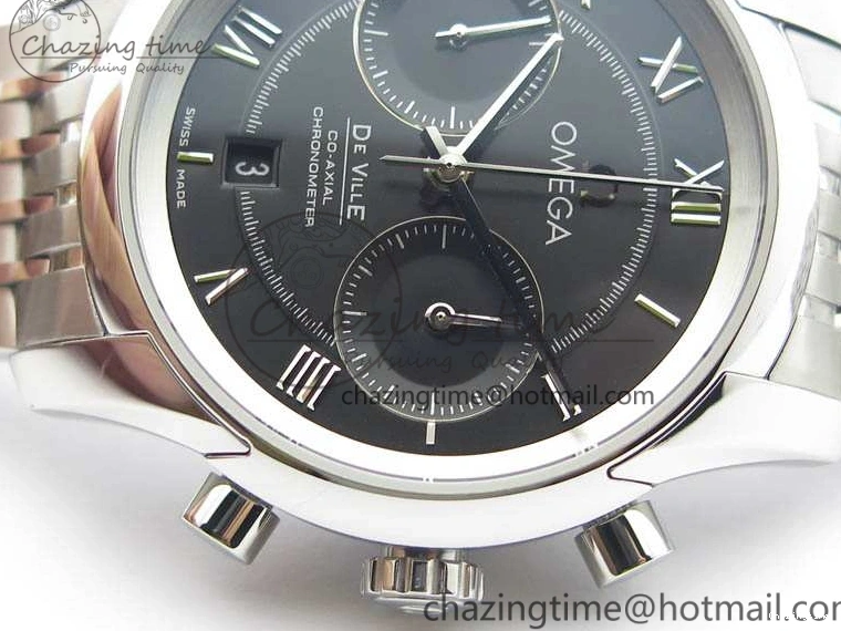 0402 De Ville Chronograph SS OMF 1:1 Best Edition Black Dial On SS Bracelet A Attractive 8150